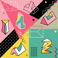Abstract modern background. Trendy 80s-90s style
