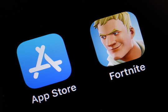 RUSSIA, ST.PETERSBURG - December 03, 2018: Installed game fortnite on the platform ios on the smartphone iphone.