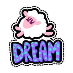 Sheep with dream lettering stitched frame patch