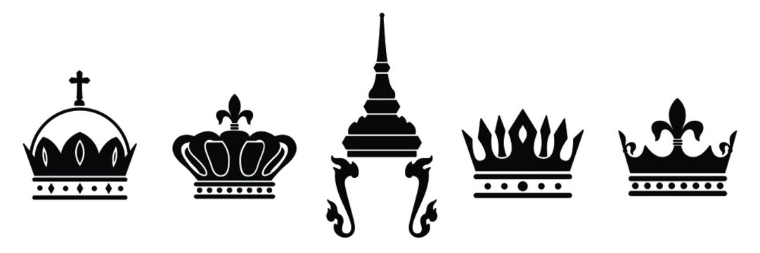 Collection of crowns icon isolated vector on white background