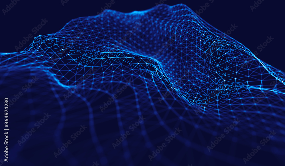 Poster abstract polygonal space low poly dark background with connecting dots and lines.