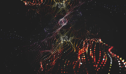 Abstract polygonal space low poly dark background with connecting dots and lines.