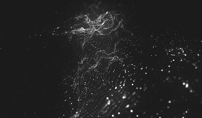 Abstract polygonal space low poly dark background with connecting dots and lines.