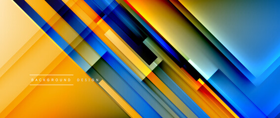 Dynamic lines on fluid color gradient. Trendy geometric abstract background for your text, logo or graphics