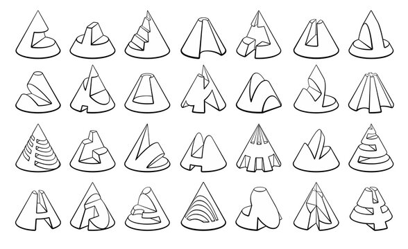 Set of 3D geometric shapes cone designs