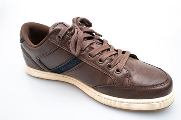 basket homme en cuir marron