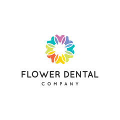 flower dental orthodontic implant care logo design template vector idea modern simple colorful playful