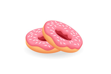 pink donuts set vector graphic for menu design, flyer, cafe decoration, delivery box. vector illustration, culinary blogs, stationery, etc.