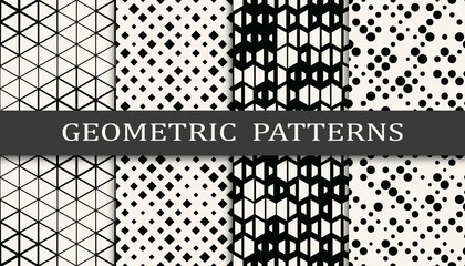 geometric seamless background halftone pattern set