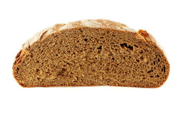 Whole meal bread with seeds isolated on white.Studio shot.