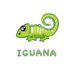 design Cute iguana cartoon. small icon for stock. Vector illustration
