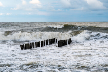 Big stormy waves on the black sea, Poti, Georgia