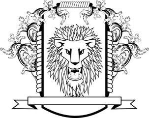 lion head tattoo coat of arms crest in vector format
