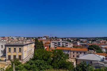 Fototapeta na wymiar Panoramic view of Pula, Istria, Croatia from Fort Verudela