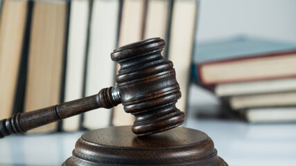 Law and justice concept. Lawyers desk. Judge's gavel, 