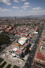 Fototapeta na wymiar Aerial View of Mexico City with The Palacio de Bellas Artes (Palace of Fine Arts) cultural center in Mexico City, Mexico