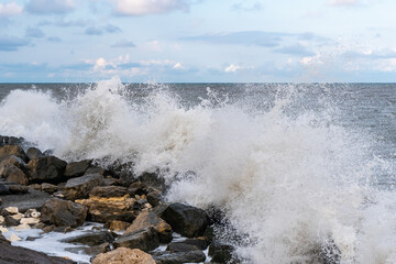 Big stormy waves on the black sea, Poti, Georgia