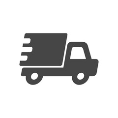Fast shipping delivery truck icon in flat style isolated on white background.