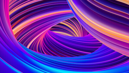 Abstract holographic wavy fluid flow background for celebration design. Iridescent neon bright colors. Liquid shapes in motion for Christmas and New Yer banners and posters. 3D rendering.