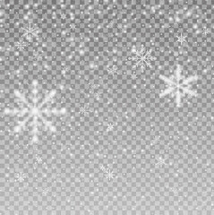 Seamless realistic falling snow or snowflakes. Snow falling winter snowflakes christmas new year design. 