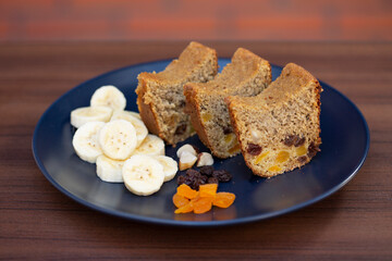 slice of banana cake.