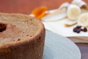 banana cake with apricot and chestnuts