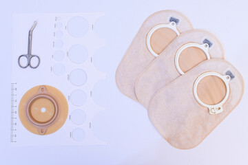 Colostomy kit on white background