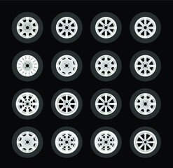 Wheel rims with tire vector - Front  view