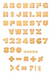 Cookie letter alphabet isolated on white background