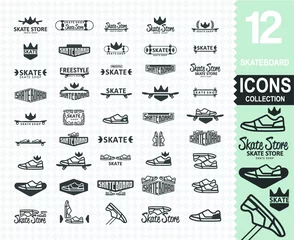 Poster Skateboard logo collection (set of 45 different skateboard logos Use for helmet, skateboards, stickers, t-shirt typography,logos and design elements)  © The Mumus