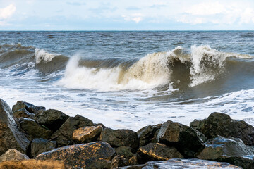 Big stormy waves on the black sea, Poti, Georgia