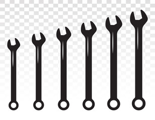 set of spanner / basin wrench combination flat icon for apps or websites