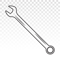 Spanner / wrench combination line art icon for apps or websites