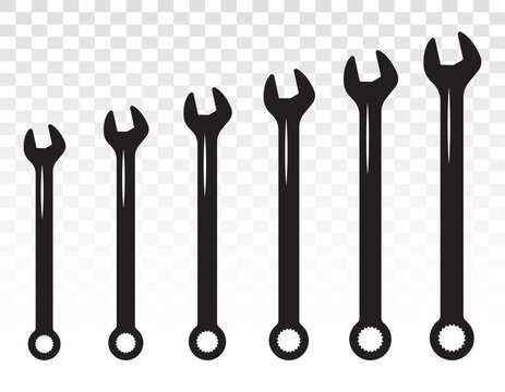 Set Of Spanner / Basin Wrench Combination Flat Icon For Apps Or Websites