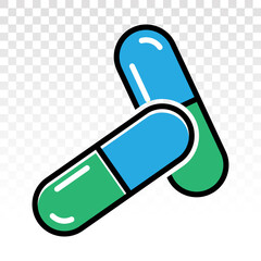Medicine capsule pill tablet flat color icon for app and website