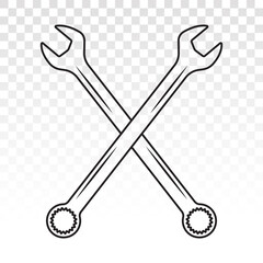Crossed a wrench / spanner line art icon for apps or websites