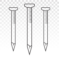Wood fastener nails or concrete nails line art icon for apps and websites