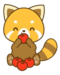 食べるレッサーパンダ　ベクターイラスト