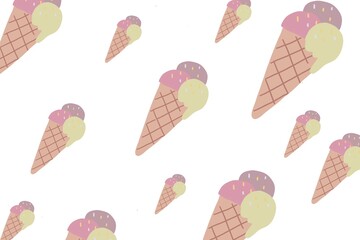 Ice cream drawing pattern background template