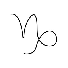astrology concept, capricorn symbol, line style