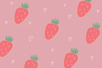 Strawberry drawing pattern background template