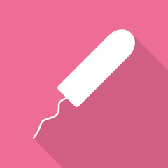 Feminine tampon pad icon. woman menstrual care icon  with long shadow vector