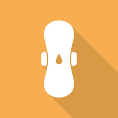 Woman pad icon.  feminine sanitary pad  icon  with long shadow vector