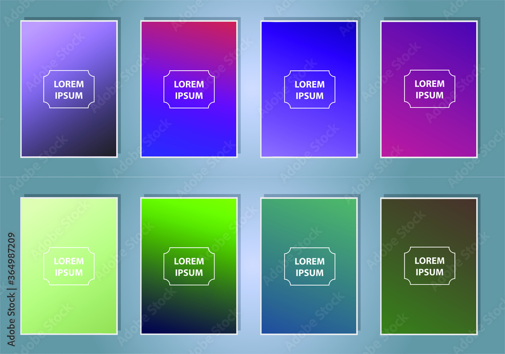 Poster set of abstract gradient banners. minimal style color background. template for wallpaper, mobile app