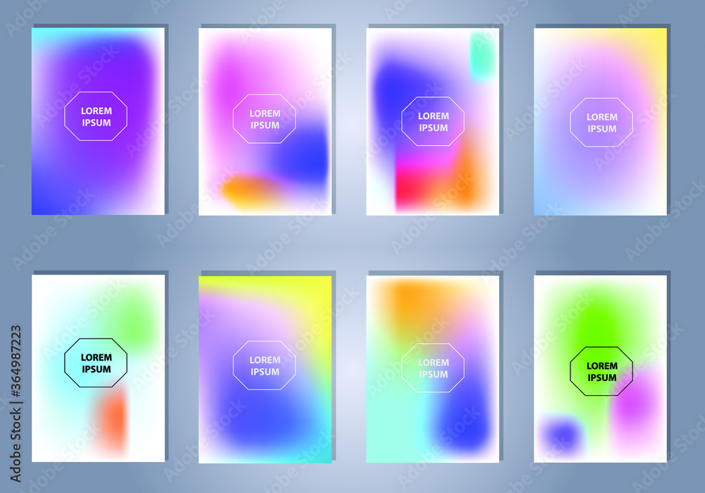 Poster set of abstract gradient banners. minimal style color background. template for wallpaper, mobile app
