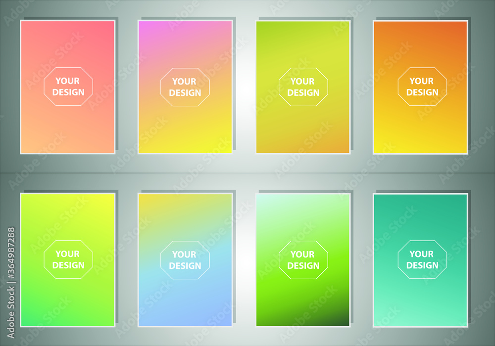 Poster set of abstract gradient banners. minimal style color background. template for wallpaper, mobile app