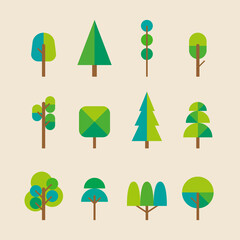 Obraz premium Trees collection in flat style