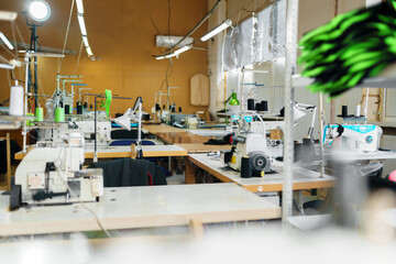 Sewing department of a textile factory interior