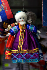 Russian Russian gift doll in national clothes in the Russian style. Souvenir production
