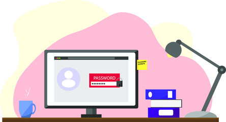 vector illustration of computer password desktop